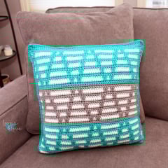 crochet pillow with triangle mosaic print