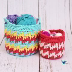 crochet baskets in the spike stitch