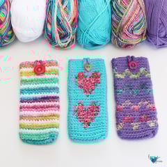 crochet sunglasses cases in three styles