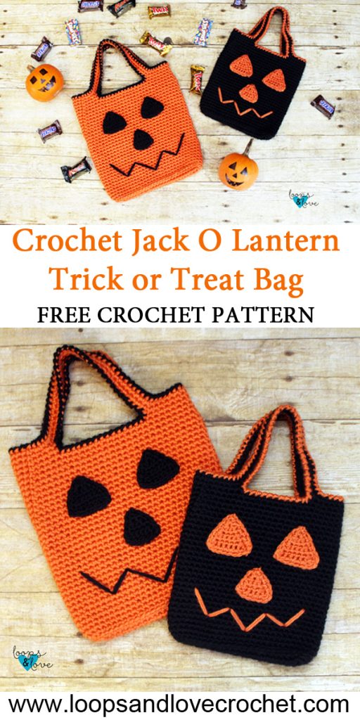 Crochet Jack O Lantern Trick or Treat Bag Loops &amp; Love Crochet