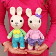 crochet mini boy and girl bunny amigurumi