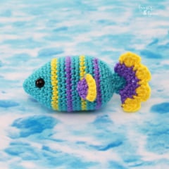 crochet amigurumi fish in tropical colors
