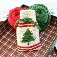 crochet christmas tree drawstring pouch