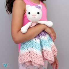 Crochet kitty cat lovey in pink purple blue