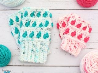 crochet fingerless gloves in adult and child size