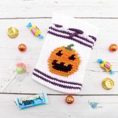 small drawstring halloween bag with a jack o' lantern