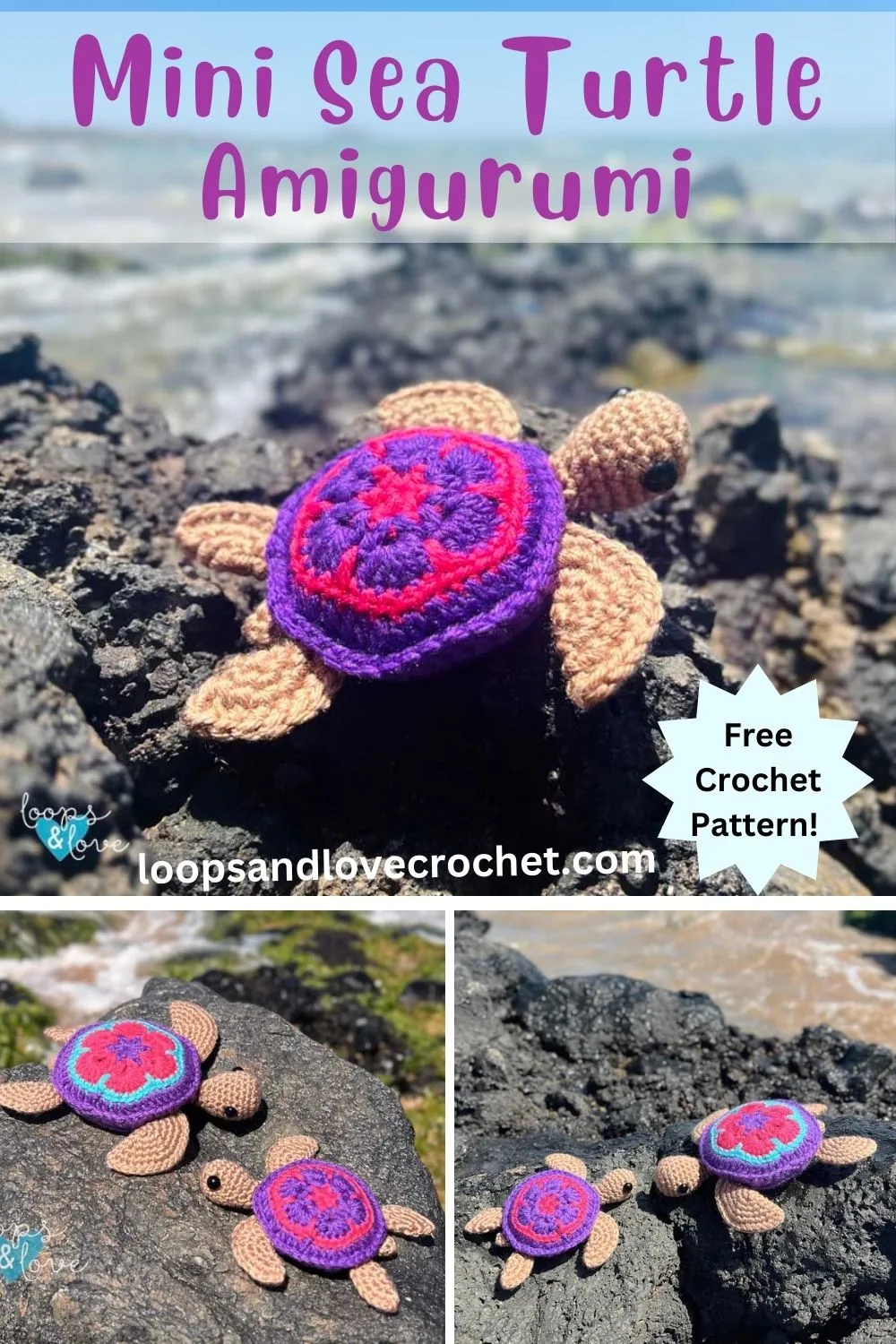 mini sea turtle amigurumi pinterest collage