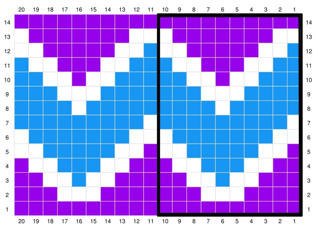 a pixel graph for the design on the whimsy waves bag