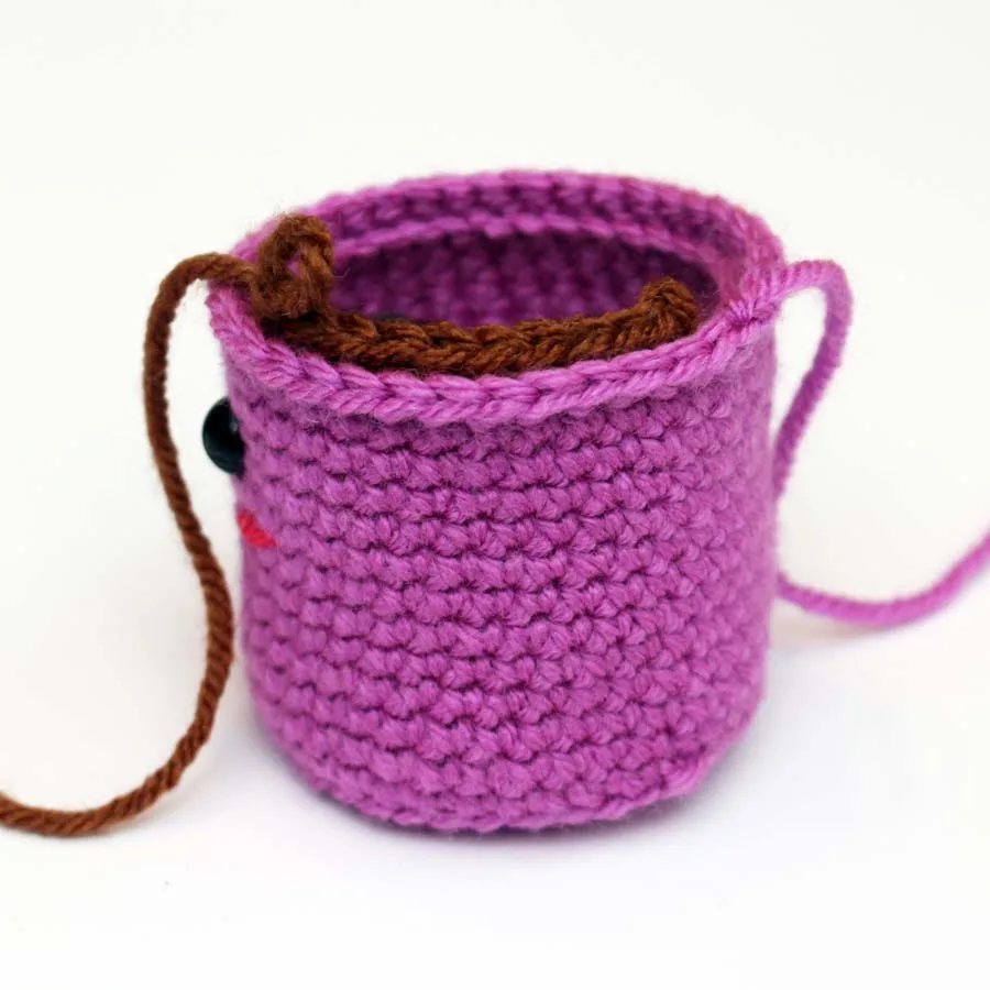 brown crochet stitches in the cup
