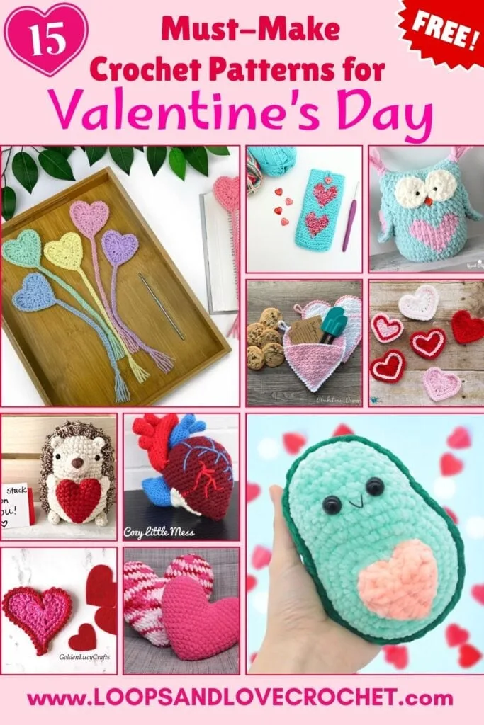 Valentine’s Day crochet patterns Pinterest Pin