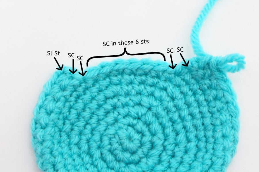 step by step instructions on stitch placement for capybara hood